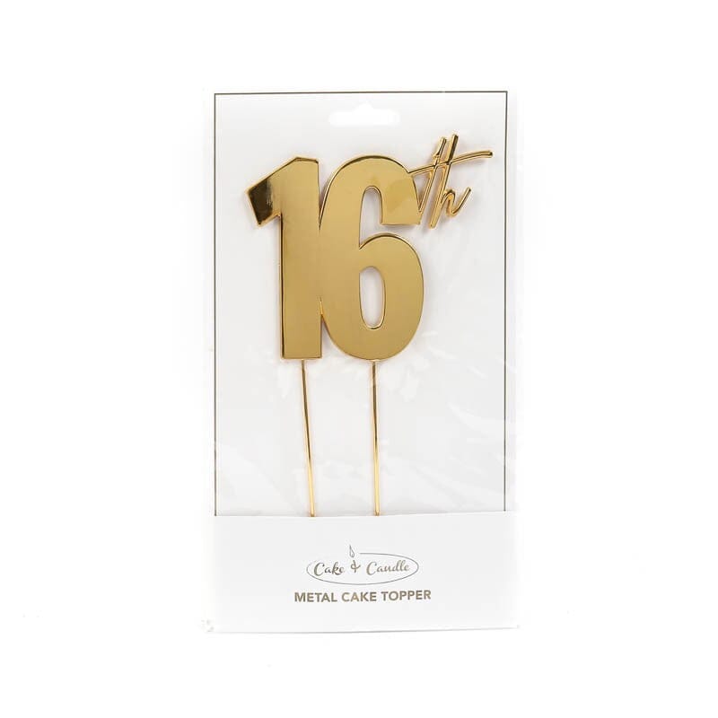 Cake & Candle Topper - 16th Gold Cake Toppers The Cooks Kitchen Mandurah 