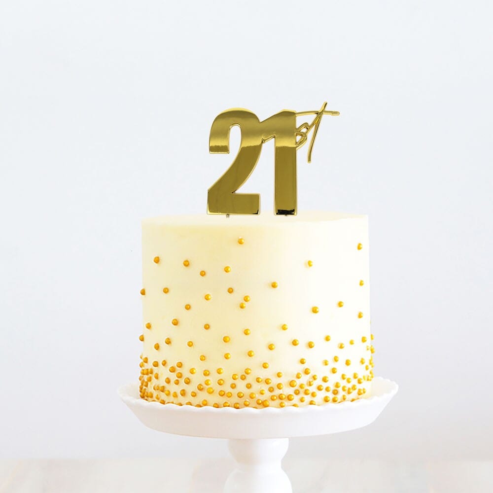 Cake & Candle Topper - 21st Gold Cake Toppers The Cooks Kitchen Mandurah 