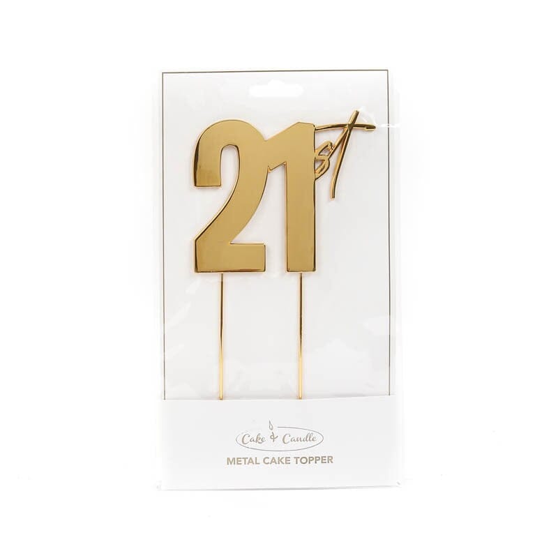 Cake & Candle Topper - 21st Gold Acrylic Cake Toppers The Cooks Kitchen Mandurah 