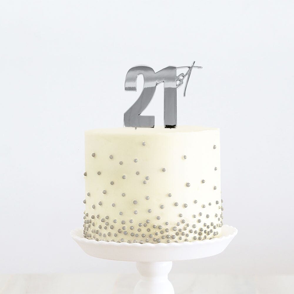 Cake & Candle Topper - 21st Silver Cake Toppers The Cooks Kitchen Mandurah 