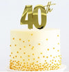 Cake & Candle Metal Cake Topper Gold 40th