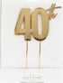 Cake & Candle Metal Cake Topper Gold 40th