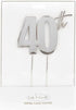 Cake & Candle Metal Cake Topper Silver 40th Cake Toppers The Cooks Kitchen 