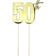 Cake & Candle Topper - 50th Gold Cake Toppers The Cooks Kitchen 