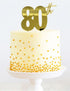 Cake & Candle Gold Metal Topper 80th