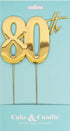 Cake & Candle Gold Metal Topper 80th