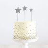 Cake & Candle - Silver Metal Cake Topper - Stars