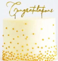 Cake & Candle Gold Metal Cake Topper - Congratulations Number Toppers The Cooks Kitchen 