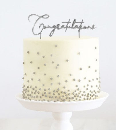 Cake & Candle Congratulations Cake Topper Silver