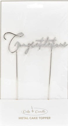 Cake & Candle Congratulations Cake Topper Silver