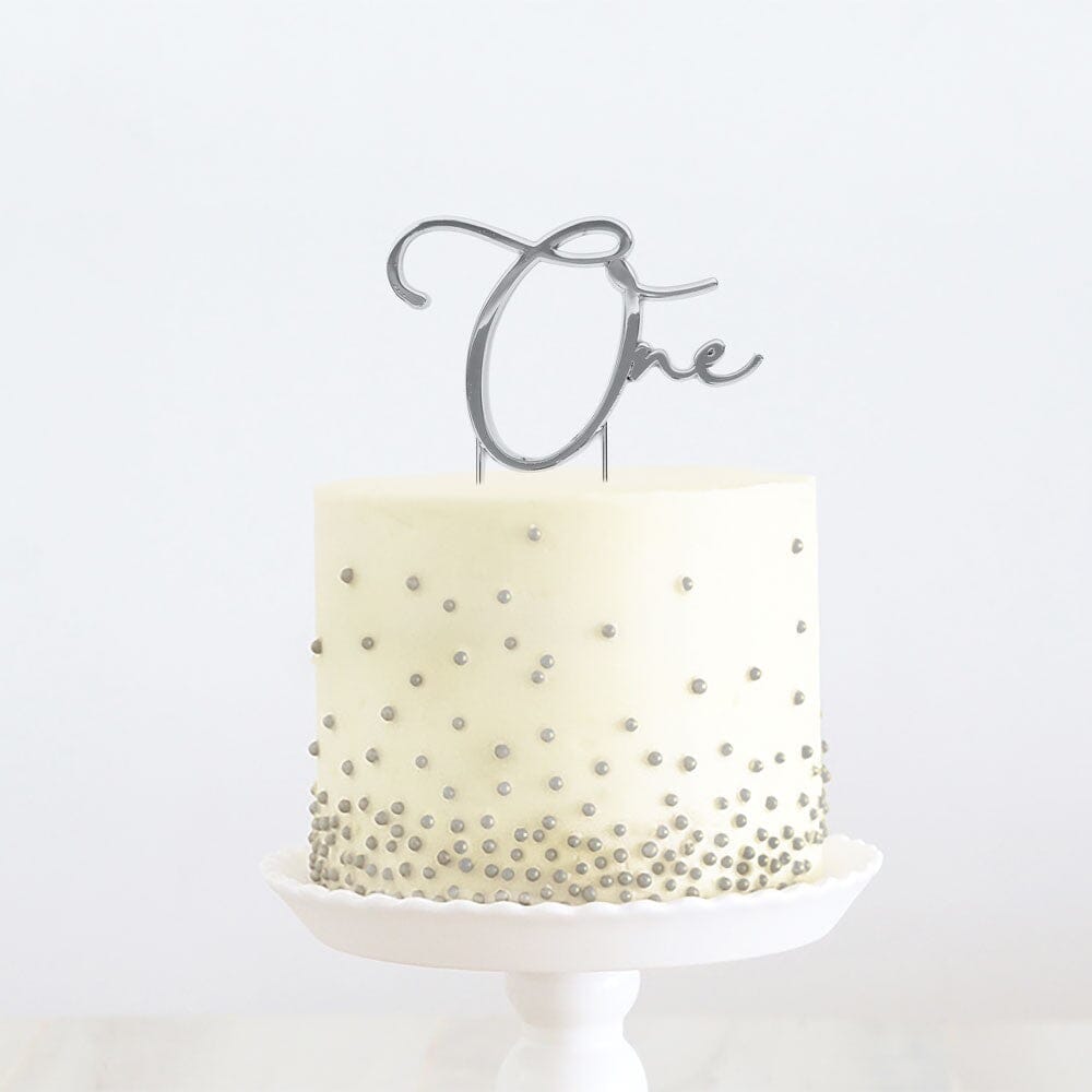 Silver Metal Cake Topper - One Acrylic Cake Toppers The Cooks Kitchen 