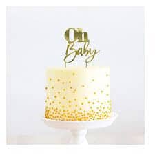 Cake & Candle - Metal Cake Topper - Gold - Oh Baby Cake Toppers The Cooks Kitchen Mandurah 