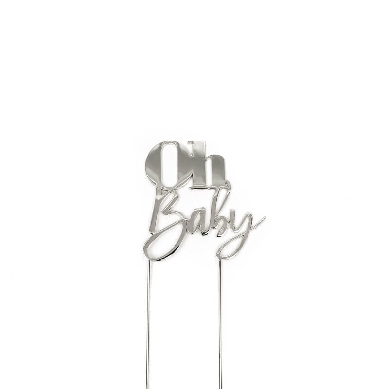 Cake & Candle - Silver Metal Cake Topper - Oh Baby Cake Toppers The Cooks Kitchen Mandurah 