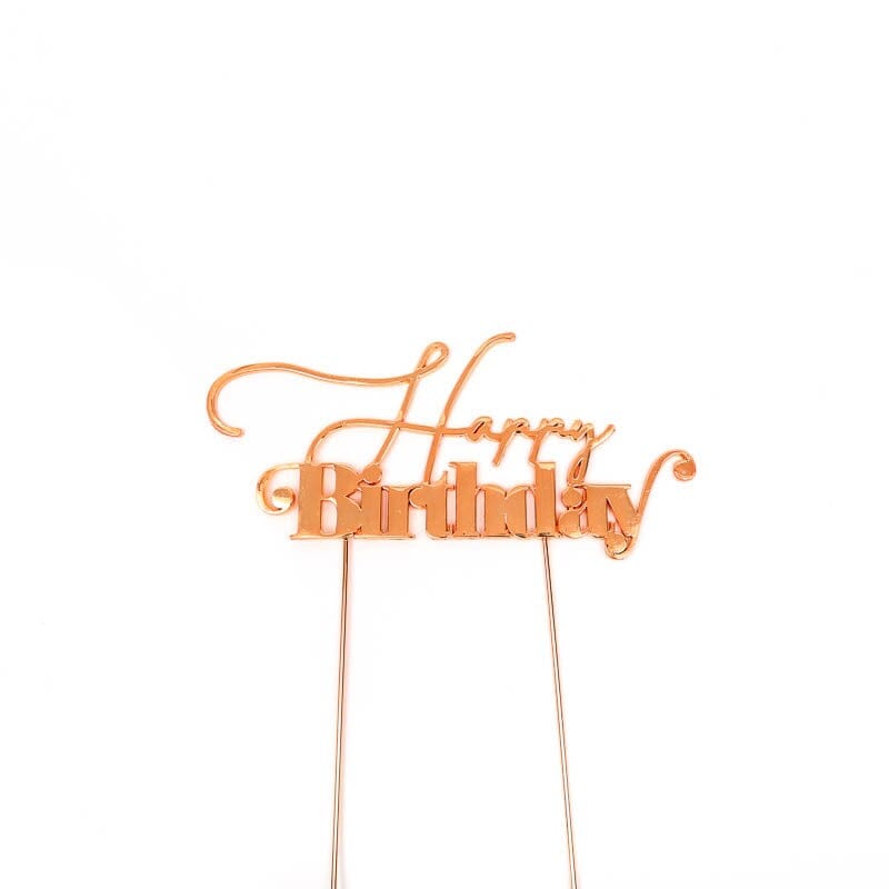Rose Gold Metal Cake Topper - Happy Birthday 1 Acrylic Cake Toppers The Cooks Kitchen Mandurah 