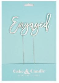 Cake & Candle Silver Plated Cake Topper - Engaged Cake Toppers The Cooks Kitchen 