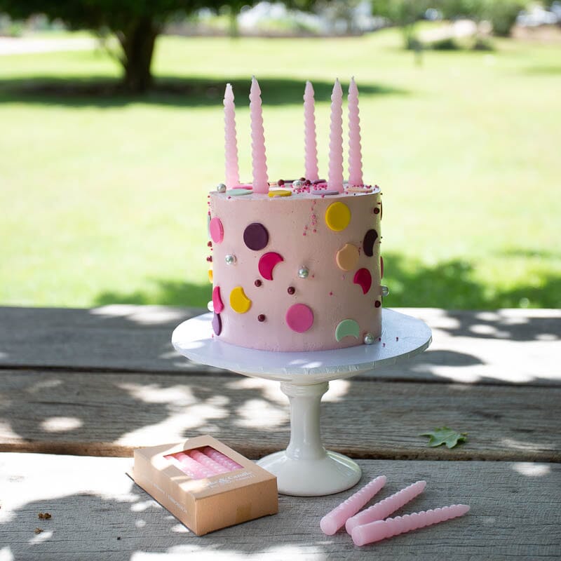 Cake & Candle 10cm Spiral Candles - Pink Candles The Cooks Kitchen 