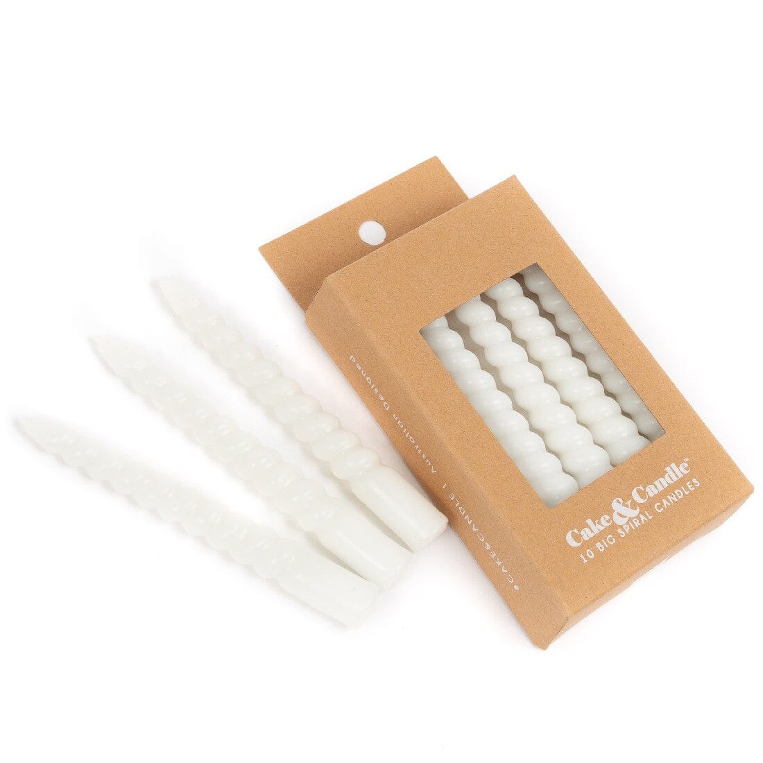 Cake & Candle Squat Spiral Candles 10cm - White Candles The Cooks Kitchen 