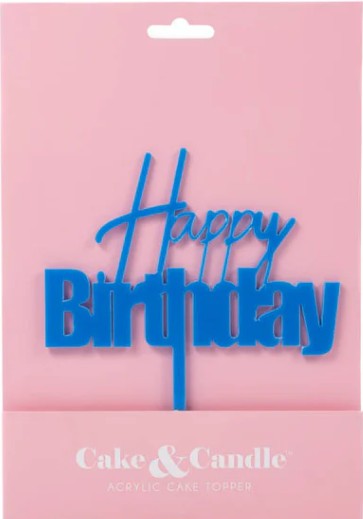 Fun Happy Birthday - Blue Acrylic Cake Topper