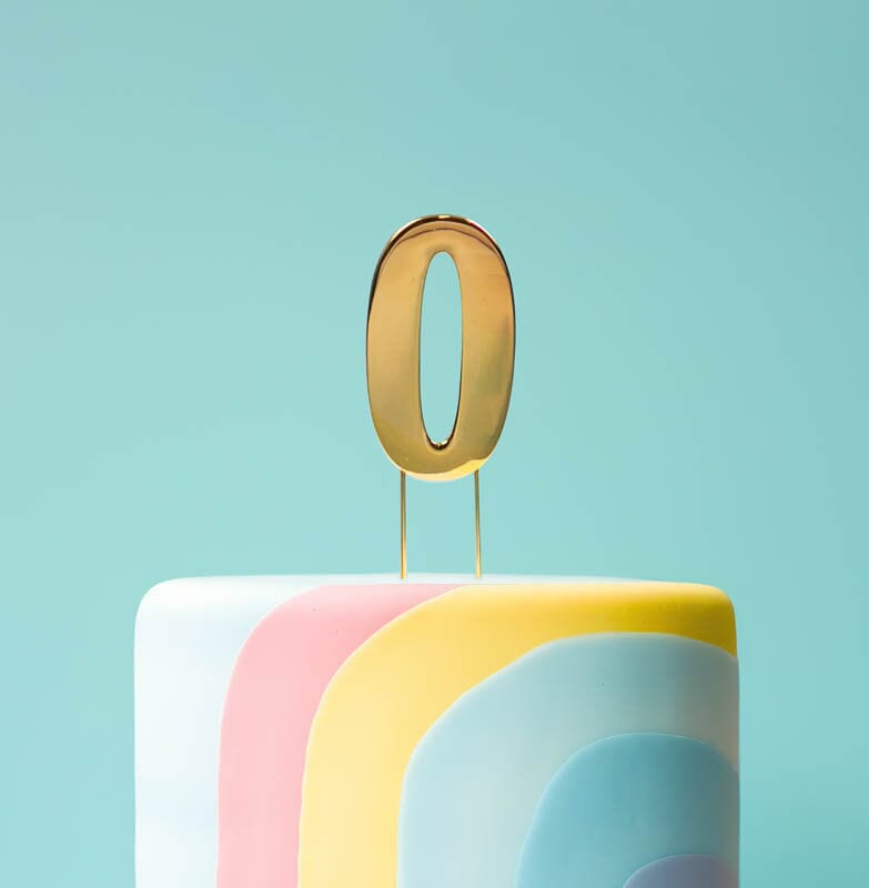 Cake & Candle Bold Cake Topper 7cm - Gold Number 0 Number Toppers The Cooks Kitchen 