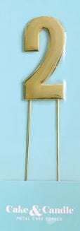 Cake & Candle Bold Cake Topper 7cm - Gold Number 2 Number Toppers The Cooks Kitchen 