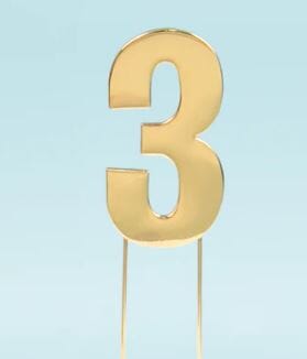 Cake & Candle Bold Cake Topper 7cm - Gold Number 3 Number Toppers The Cooks Kitchen 
