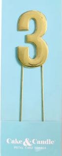 Cake & Candle Bold Cake Topper 7cm - Gold Number 3 Number Toppers The Cooks Kitchen 