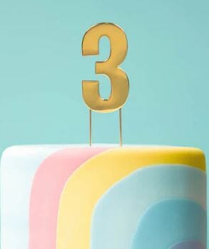 Cake & Candle Bold Cake Topper 7cm - Gold Number 3 Number Toppers The Cooks Kitchen 