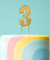 Cake & Candle Bold Cake Topper 7cm - Gold Number 3 Number Toppers The Cooks Kitchen 