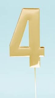 Cake & Candle Bold Cake Topper 7cm - Gold Number 4 Number Toppers The Cooks Kitchen 