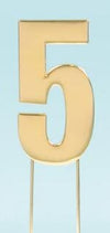 Cake & Candle Bold Cake Topper 7cm - Gold Number 5