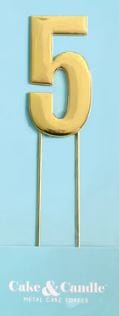 Cake & Candle Bold Cake Topper 7cm - Gold Number 5 Number Toppers The Cooks Kitchen 