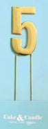 Cake & Candle Bold Cake Topper 7cm - Gold Number 5 Number Toppers The Cooks Kitchen 