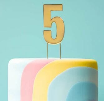 Cake & Candle Bold Cake Topper 7cm - Gold Number 5 Number Toppers The Cooks Kitchen 