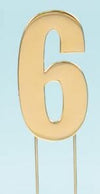 Cake & Candle - Bold Cake Topper 7cm - Gold Number 6