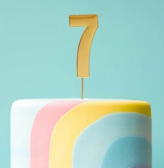 Cake & Candle Bold Cake Topper 7cm - Gold Number 7 Number Toppers The Cooks Kitchen 
