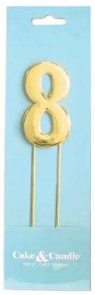 Cake & Candle Bold Cake Topper 7cm - Gold Number 8 Number Toppers The Cooks Kitchen 