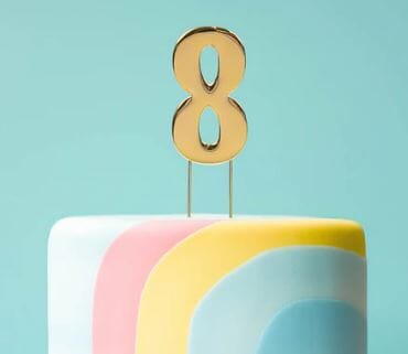 Cake & Candle Bold Cake Topper 7cm - Gold Number 8 Number Toppers The Cooks Kitchen 