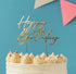 Cake & Candle Gold Metal Cake Topper - Happy Birthday #3