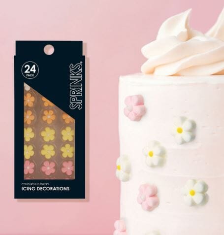 Sprinks Icing Decorations - Colourful Flowers 24pc Edible Decorations The Cooks Kitchen 
