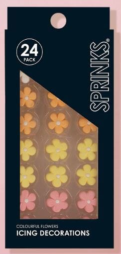 Sprinks Icing Decorations - Colourful Flowers 24pc Edible Decorations The Cooks Kitchen 
