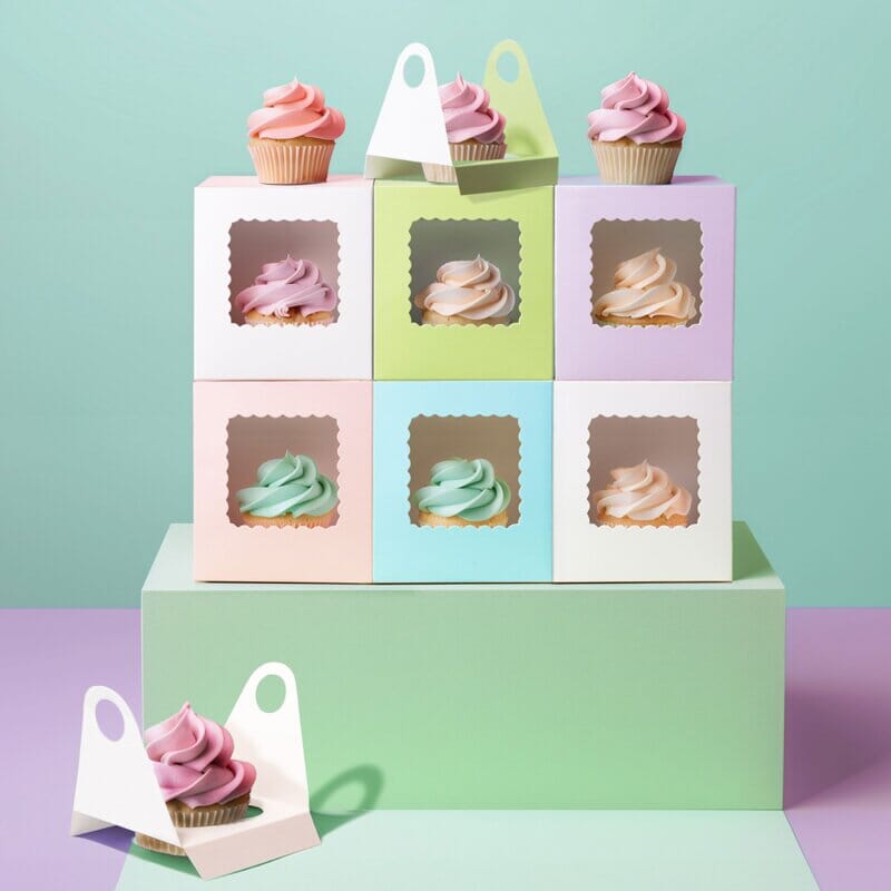 Papyrus & Co Pack Of 6 Single Cupcake Boxes Boards & Boxes & Packaging The Cooks Kitchen 