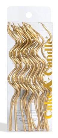 Cake & Candle Swirly Candles Gold 13cm Pk16 Candles The Cooks Kitchen 