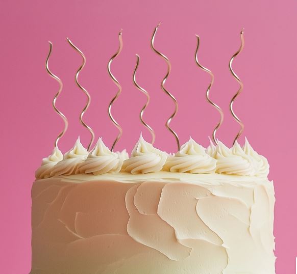 Cake & Candle Swirly Candles Gold 13cm Pk16