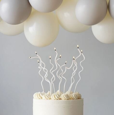 Cake & Candle Swirly Cake Candles White 13cm 16pk Candles The Cooks Kitchen 