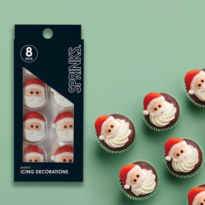 Sprinks Icing Decorations - Santa 8pc Edible Decorations The Cooks Kitchen 