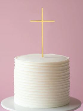 Cake & Candle Fine Cross Cake Topper - Gold