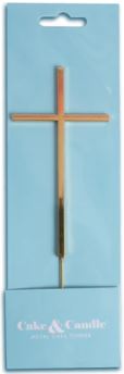 Cake & Candle Fine Cross Cake Topper - Gold