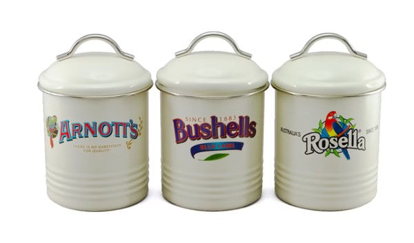 Arnott’s, Bushells & Rosella Canisters Set Of 3 - Cream