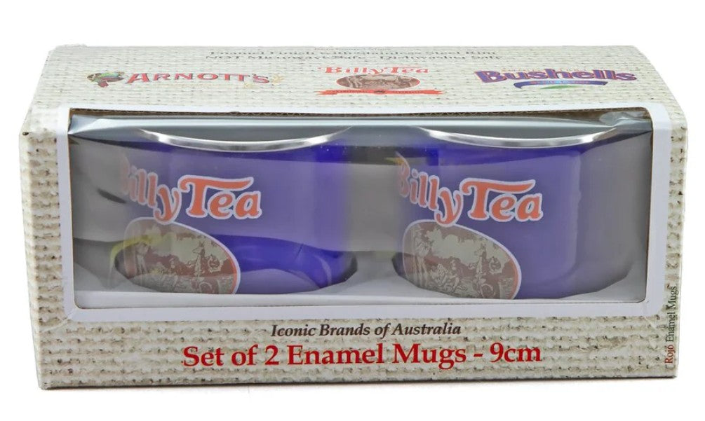 Billy Tea Enamel Mug Set Of 2 450ml - Blue