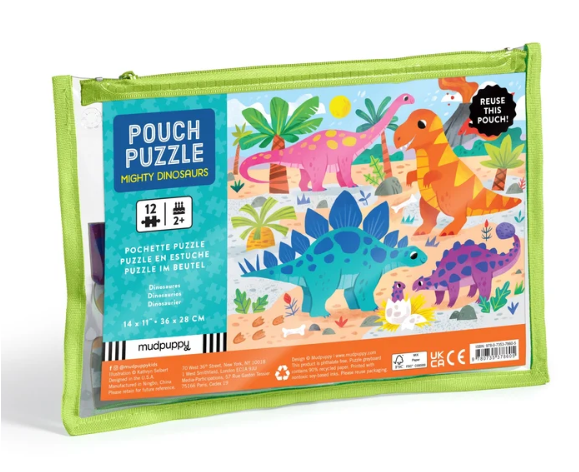 Mudpuppy Mighty Dinosaurs Pouch Puzzle 12pc